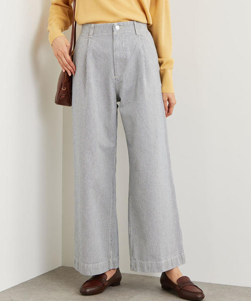 green label relaxing（グリーンレーベルリラクシング）の「SC ワイド ストレート デニム パンツ ◆（デニムパンツ・レディース・ホワイト/ネイビー・38/36）」の2枚目の写真