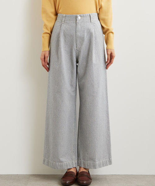 green label relaxing（グリーンレーベルリラクシング）の「SC ワイド ストレート デニム パンツ ◆（デニムパンツ・レディース・ホワイト/ネイビー・38/36）」の4枚目の写真