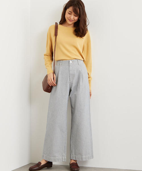 green label relaxing（グリーンレーベルリラクシング）の「SC ワイド ストレート デニム パンツ ◆（デニムパンツ・レディース・ホワイト/ネイビー・38/36）」の6枚目の写真