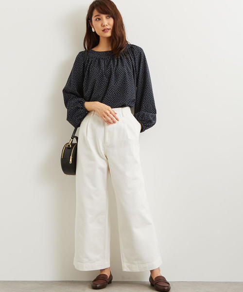 green label relaxing（グリーンレーベルリラクシング）の「SC ワイド ストレート デニム パンツ ◆（デニムパンツ・レディース・ホワイト/ネイビー・38/36）」の9枚目の写真