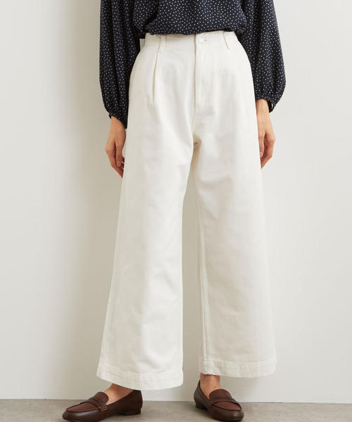 green label relaxing（グリーンレーベルリラクシング）の「SC ワイド ストレート デニム パンツ ◆（デニムパンツ・レディース・ホワイト/ネイビー・38/36）」の7枚目の写真