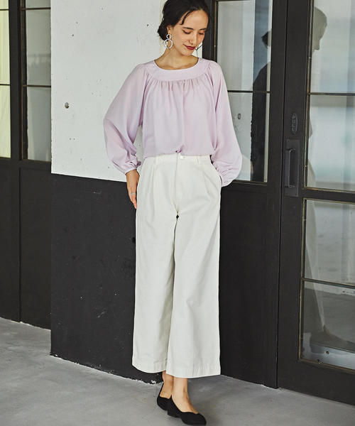 green label relaxing（グリーンレーベルリラクシング）の「SC ワイド ストレート デニム パンツ ◆（デニムパンツ・レディース・ホワイト/ネイビー・38/36）」の12枚目の写真