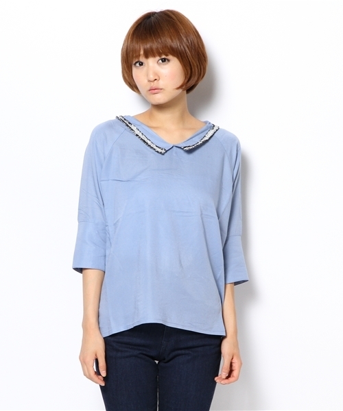 mystic（ミスティック）の「ツイードテープP/O（シャツ/ブラウス・レディース・ベージュ/オフホワイト/ブルー/ブラック・ﾌﾘ-）」の9枚目の写真