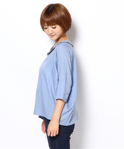 mystic（ミスティック）の「ツイードテープP/O（シャツ/ブラウス・レディース・ベージュ/オフホワイト/ブルー/ブラック・ﾌﾘ-）」の8枚目の写真