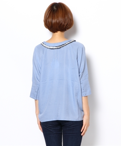 mystic（ミスティック）の「ツイードテープP/O（シャツ/ブラウス・レディース・ベージュ/オフホワイト/ブルー/ブラック・ﾌﾘ-）」の5枚目の写真