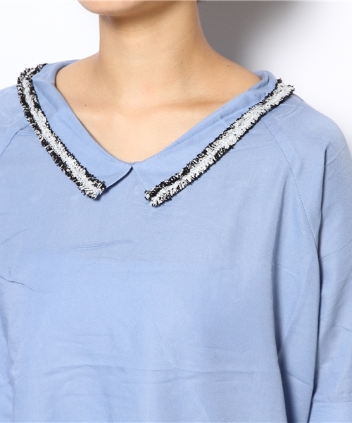 mystic（ミスティック）の「ツイードテープP/O（シャツ/ブラウス・レディース・ベージュ/オフホワイト/ブルー/ブラック・ﾌﾘ-）」の10枚目の写真