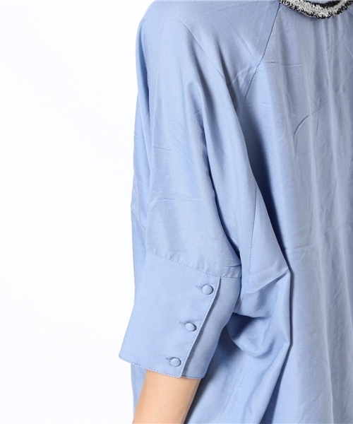 mystic（ミスティック）の「ツイードテープP/O（シャツ/ブラウス・レディース・ベージュ/オフホワイト/ブルー/ブラック・ﾌﾘ-）」の6枚目の写真