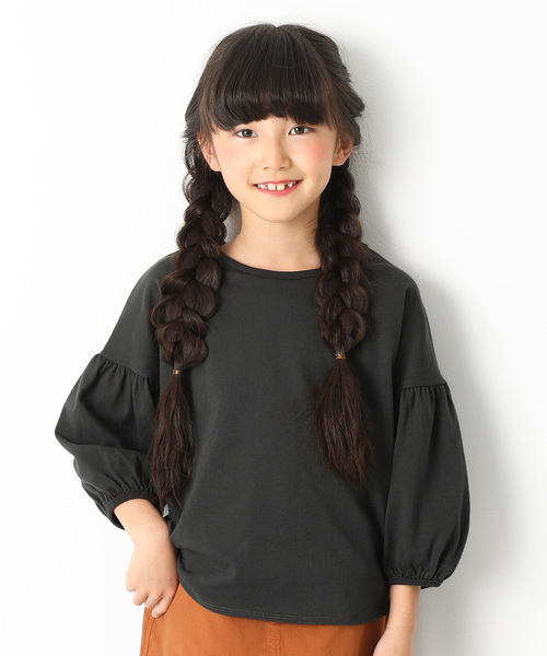 devirock(デビロック)の「袖バルーン8分袖Tシャツ(Tシャツ/カットソー・キッズ・モカ/グレー系その他/ピンク系その他/スミクロ・110cm/100cm/120cm/130cm/140cm/150cm/160cm)」の2枚目の写真