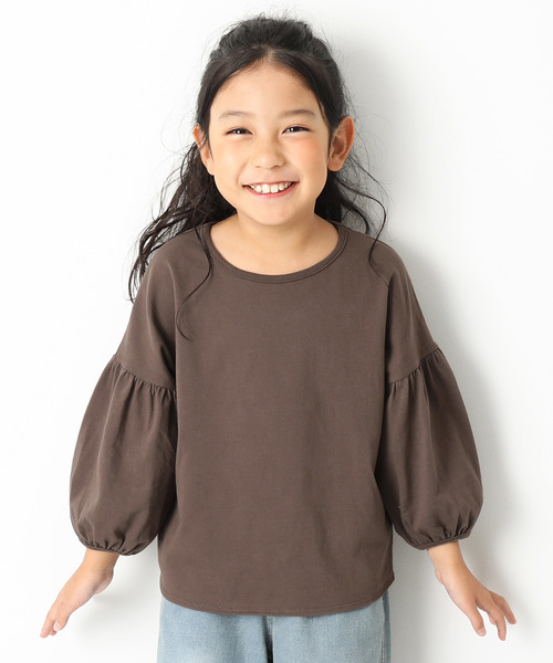 devirock(デビロック)の「袖バルーン8分袖Tシャツ(Tシャツ/カットソー・キッズ・モカ/グレー系その他/ピンク系その他/スミクロ・110cm/100cm/120cm/130cm/140cm/150cm/160cm)」の1枚目の写真