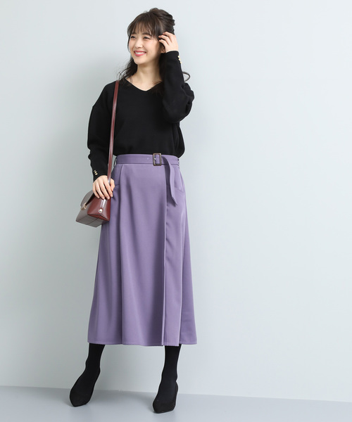 VIS(ビス)の「【MACHINE WASHABLE】袖釦Vネックミラノリブニットプルオーバー(ニット/セーター・レディース・ブラック/ピンク/キナリ・FREE)」の9枚目の写真