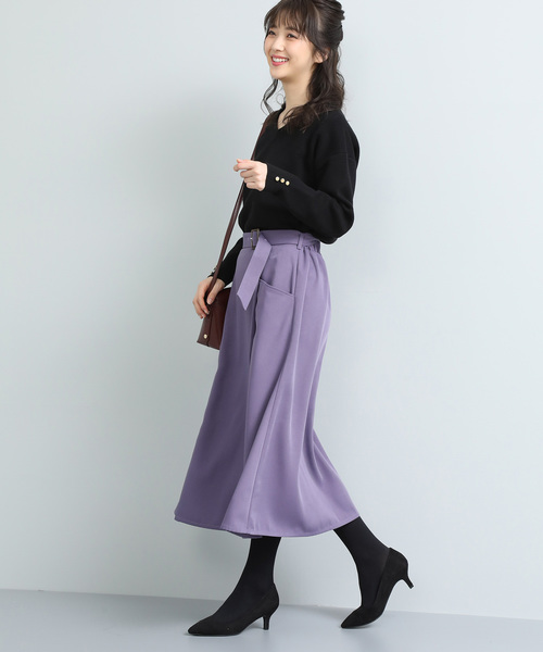 VIS(ビス)の「【MACHINE WASHABLE】袖釦Vネックミラノリブニットプルオーバー(ニット/セーター・レディース・ブラック/ピンク/キナリ・FREE)」の10枚目の写真