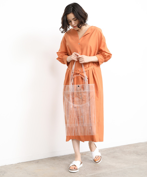 SALON adam et rope'(サロン アダム エ ロペ)の「【MARY AL TERNA】クリアートートバッグ(トートバッグ・レディース・ホワイト/ダークブラウン・FREE)」の3枚目の写真