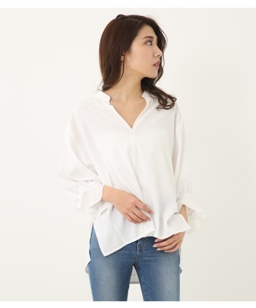 rienda(リエンダ)の「ボリュームSLVブラウス(Tシャツ/カットソー)」|ホワイト