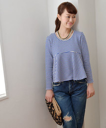 Khaju | Khaju:ボーダーフレアヘムプルオーバー(Tシャツ/カットソー)