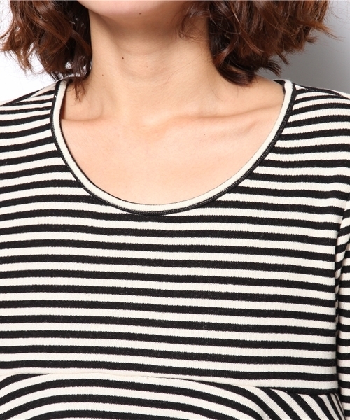 Khaju（カージュ）の「★★Khaju:ボーダーフレアヘムプルオーバー（Tシャツ/カットソー・レディース・ブラック/ブルー・ONE SIZE）」の6枚目の写真