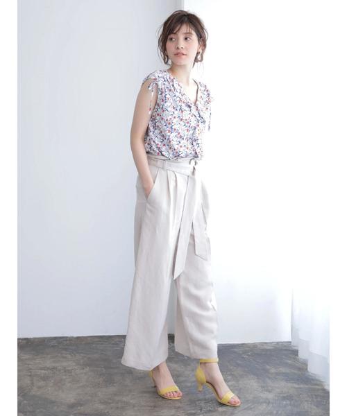 YECCA VECCA（イェッカヴェッカ）の「P.レーヨンリネンワイドパンツ 〇（その他パンツ・レディース・ラベンダー/ブラウン/ライトベージュ・FREE）」の9枚目の写真