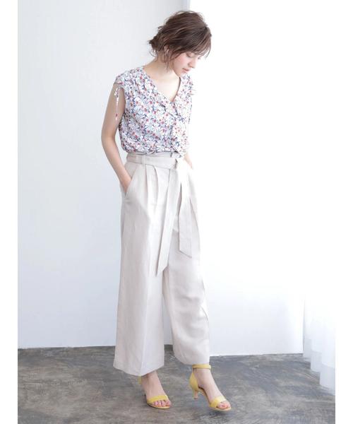 YECCA VECCA（イェッカヴェッカ）の「P.レーヨンリネンワイドパンツ 〇（その他パンツ・レディース・ラベンダー/ブラウン/ライトベージュ・FREE）」の10枚目の写真