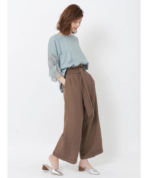 YECCA VECCA（イェッカヴェッカ）の「P.レーヨンリネンワイドパンツ 〇（その他パンツ・レディース・ラベンダー/ブラウン/ライトベージュ・FREE）」の5枚目の写真