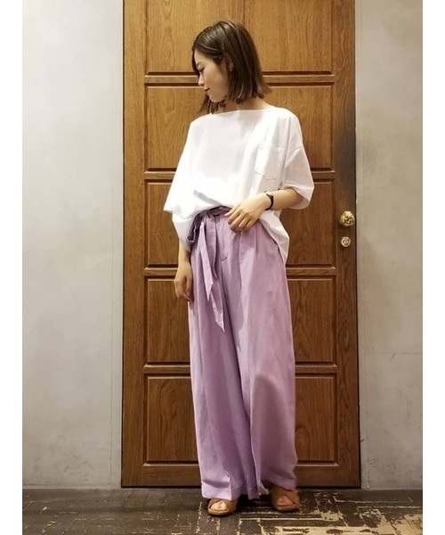 YECCA VECCA（イェッカヴェッカ）の「P.レーヨンリネンワイドパンツ 〇（その他パンツ・レディース・ラベンダー/ブラウン/ライトベージュ・FREE）」の3枚目の写真