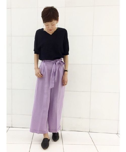 YECCA VECCA（イェッカヴェッカ）の「P.レーヨンリネンワイドパンツ 〇（その他パンツ・レディース・ラベンダー/ブラウン/ライトベージュ・FREE）」の17枚目の写真