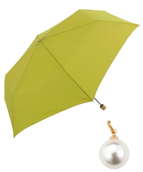 Wpc.(ダブルピーシー)の「【Wpc.】オンライン限定無地アンブレラ(晴雨兼用) パールチャームmini(折りたたみ傘)」|グリーン