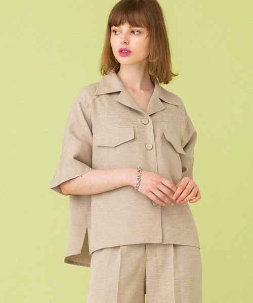 UNITED TOKYO（ユナイテッドトウキョウ）の「リネンライク開襟シャツ（シャツ/ブラウス・レディース・ベージュ/ピンク/ネイビー・1）」の7枚目の写真