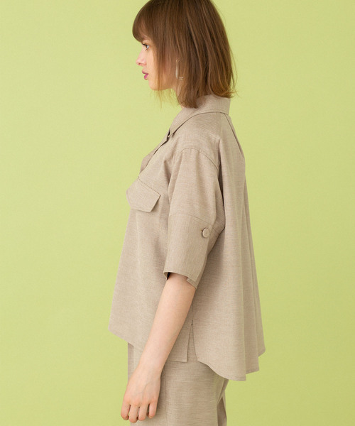 UNITED TOKYO（ユナイテッドトウキョウ）の「リネンライク開襟シャツ（シャツ/ブラウス・レディース・ベージュ/ピンク/ネイビー・1）」の6枚目の写真
