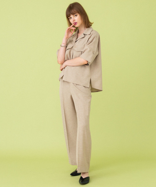 UNITED TOKYO（ユナイテッドトウキョウ）の「リネンライク開襟シャツ（シャツ/ブラウス・レディース・ベージュ/ピンク/ネイビー・1）」の5枚目の写真