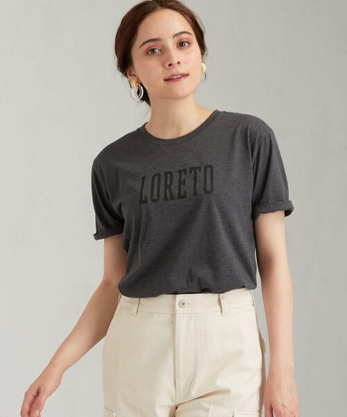 green label relaxing（グリーンレーベルリラクシング）の「SC プリント ショートスリーブ Tシャツ（Tシャツ/カットソー・レディース・オフホワイト/ダークグレー/ベージュ・FREE）」の2枚目の写真