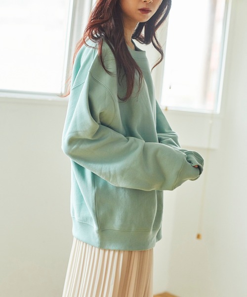 WEGO（ウィゴー）の「WEGO/【WEB限定】カラービッグシルエットプルオーバースウェット（スウェット・メンズ・ベージュ/ブラウン/ダークグリーン/ライトピンク/ブラック/ワイン/ホワイト/サックスブルー/ライトベージュ/ライトパープル/パープル系その他/グリーン系その他/パープル/レッド/イエロー/スミクロ/オートミール/ブルー系その他/ピンク/オレンジ・LARGE/X-SMALL/SMALL/MEDIUM）」の9枚目の写真