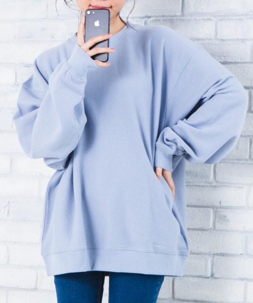 WEGO（ウィゴー）の「WEGO/【WEB限定】カラービッグシルエットプルオーバースウェット（スウェット・メンズ・ベージュ/ブラウン/ダークグリーン/ライトピンク/ブラック/ワイン/ホワイト/サックスブルー/ライトベージュ/ライトパープル/パープル系その他/グリーン系その他/パープル/レッド/イエロー/スミクロ/オートミール/ブルー系その他/ピンク/オレンジ・LARGE/X-SMALL/SMALL/MEDIUM）」の11枚目の写真