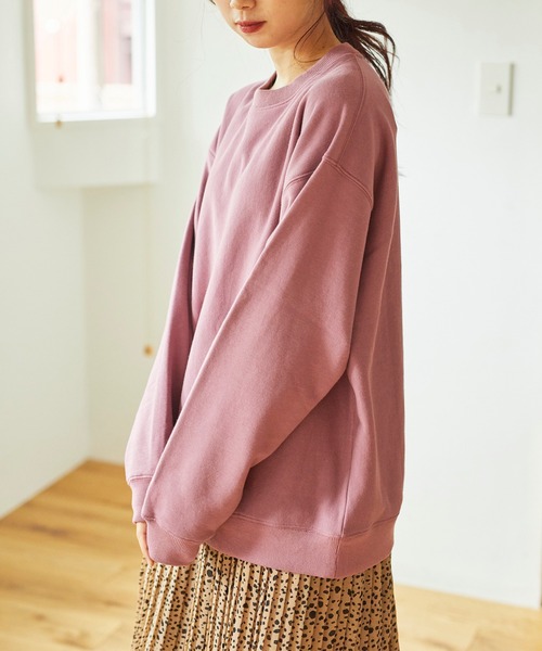 WEGO（ウィゴー）の「WEGO/【WEB限定】カラービッグシルエットプルオーバースウェット（スウェット・メンズ・ベージュ/ブラウン/ダークグリーン/ライトピンク/ブラック/ワイン/ホワイト/サックスブルー/ライトベージュ/ライトパープル/パープル系その他/グリーン系その他/パープル/レッド/イエロー/スミクロ/オートミール/ブルー系その他/ピンク/オレンジ・LARGE/X-SMALL/SMALL/MEDIUM）」の14枚目の写真