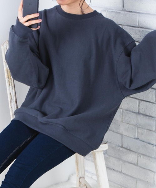 WEGO（ウィゴー）の「WEGO/【WEB限定】カラービッグシルエットプルオーバースウェット（スウェット・メンズ・ベージュ/ブラウン/ダークグリーン/ライトピンク/ブラック/ワイン/ホワイト/サックスブルー/ライトベージュ/ライトパープル/パープル系その他/グリーン系その他/パープル/レッド/イエロー/スミクロ/オートミール/ブルー系その他/ピンク/オレンジ・LARGE/X-SMALL/SMALL/MEDIUM）」の3枚目の写真