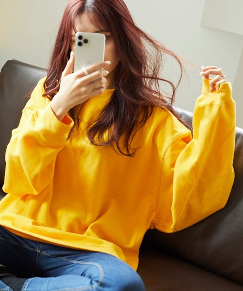 WEGO（ウィゴー）の「WEGO/【WEB限定】カラービッグシルエットプルオーバースウェット（スウェット・メンズ・ベージュ/ブラウン/ダークグリーン/ライトピンク/ブラック/ワイン/ホワイト/サックスブルー/ライトベージュ/ライトパープル/パープル系その他/グリーン系その他/パープル/レッド/イエロー/スミクロ/オートミール/ブルー系その他/ピンク/オレンジ・LARGE/X-SMALL/SMALL/MEDIUM）」の15枚目の写真