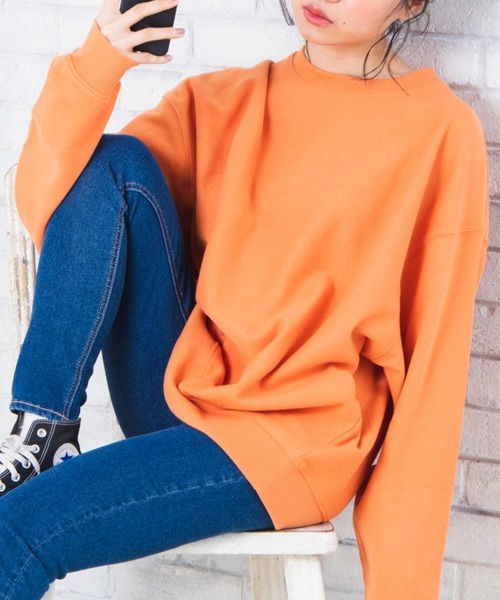 WEGO（ウィゴー）の「WEGO/【WEB限定】カラービッグシルエットプルオーバースウェット（スウェット・メンズ・ベージュ/ブラウン/ダークグリーン/ライトピンク/ブラック/ワイン/ホワイト/サックスブルー/ライトベージュ/ライトパープル/パープル系その他/グリーン系その他/パープル/レッド/イエロー/スミクロ/オートミール/ブルー系その他/ピンク/オレンジ・LARGE/X-SMALL/SMALL/MEDIUM）」の20枚目の写真