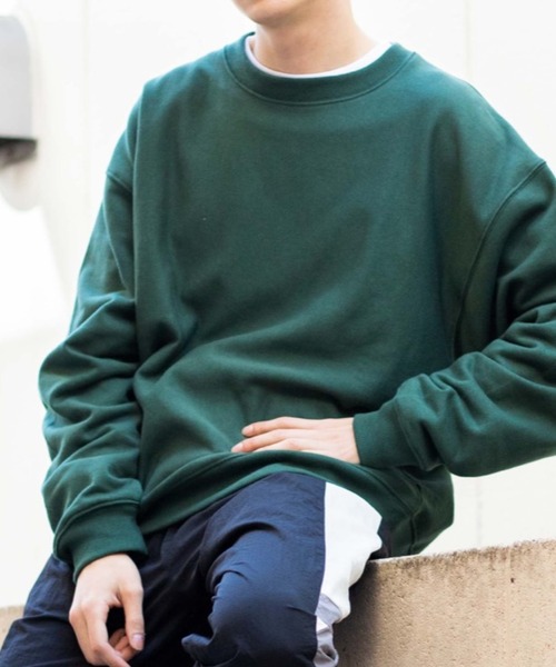 WEGO（ウィゴー）の「WEGO/【WEB限定】カラービッグシルエットプルオーバースウェット（スウェット・メンズ・ベージュ/ブラウン/ダークグリーン/ライトピンク/ブラック/ワイン/ホワイト/サックスブルー/ライトベージュ/ライトパープル/パープル系その他/グリーン系その他/パープル/レッド/イエロー/スミクロ/オートミール/ブルー系その他/ピンク/オレンジ・LARGE/X-SMALL/SMALL/MEDIUM）」の8枚目の写真