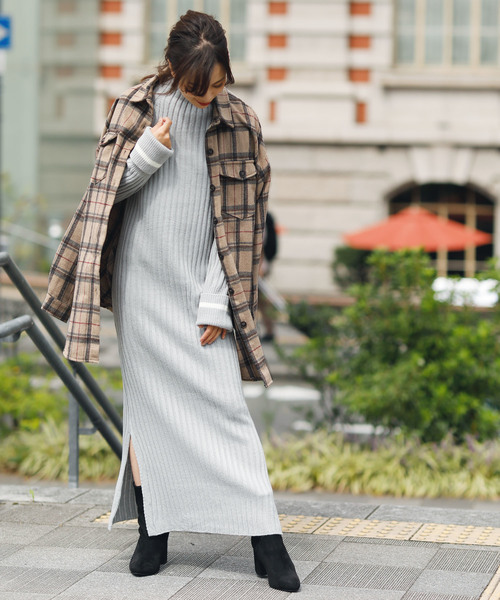 Girly Doll(ガーリードール)の「ルーズチェック CPOシャツ(ポロシャツ・レディース・ネイビー/アイボリー/モカ/ホワイト系その他・FREE)」の6枚目の写真