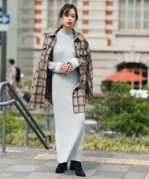 Girly Doll(ガーリードール)の「ルーズチェック CPOシャツ(ポロシャツ・レディース・ネイビー/アイボリー/モカ/ホワイト系その他・FREE)」の7枚目の写真