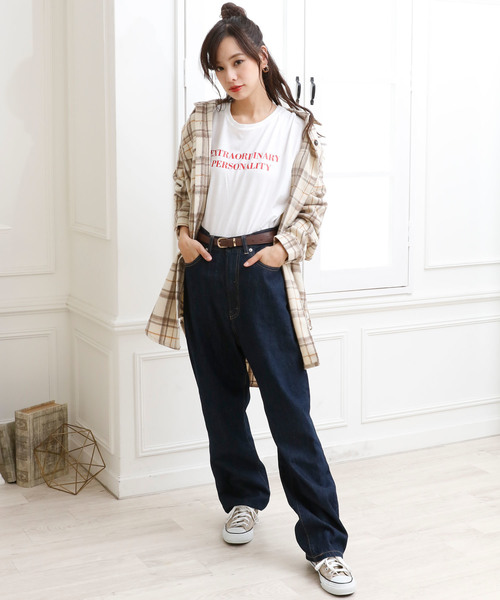 Girly Doll(ガーリードール)の「ルーズチェック CPOシャツ(ポロシャツ・レディース・ネイビー/アイボリー/モカ/ホワイト系その他・FREE)」の15枚目の写真