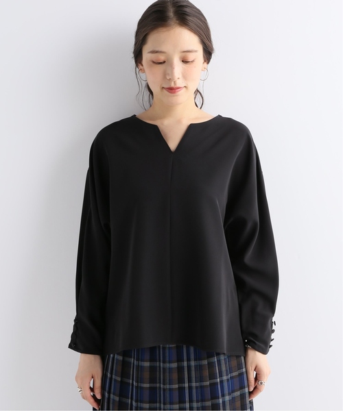 B.C STOCK（ベーセーストック）の「ダブルクロスドルマンブラウス（シャツ/ブラウス・レディース・ブラック/キャメル/ベージュ・FREE）」の6枚目の写真