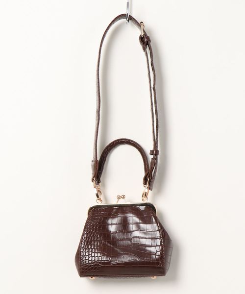 natural couture（ナチュラルクチュール）の「２ＷＡＹクロコガマ口バッグ（ショルダーバッグ・レディース・ブラック/ベージュ/ブラウン・FREE）」の8枚目の写真