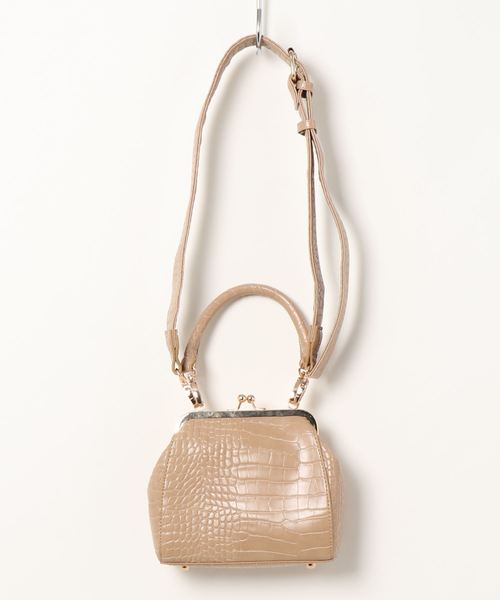 natural couture（ナチュラルクチュール）の「２ＷＡＹクロコガマ口バッグ（ショルダーバッグ・レディース・ブラック/ベージュ/ブラウン・FREE）」の7枚目の写真