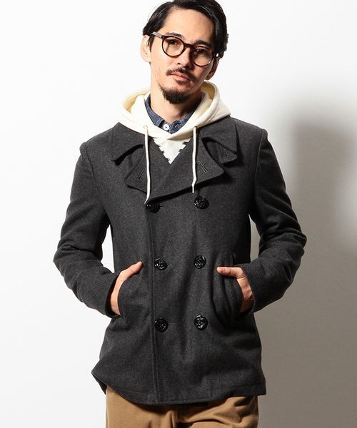 coen(コーエン)の「【MBC】メルトン中綿Pコート(ピーコート・メンズ・ネイビー/ダークグレー・LARGE/X-LARGE/MEDIUM/SMALL)」の4枚目の写真