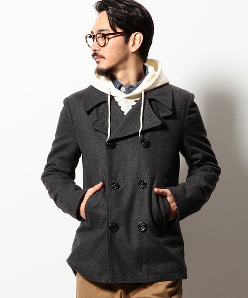 coen(コーエン)の「【MBC】メルトン中綿Pコート(ピーコート・メンズ・ネイビー/ダークグレー・LARGE/X-LARGE/MEDIUM/SMALL)」の5枚目の写真