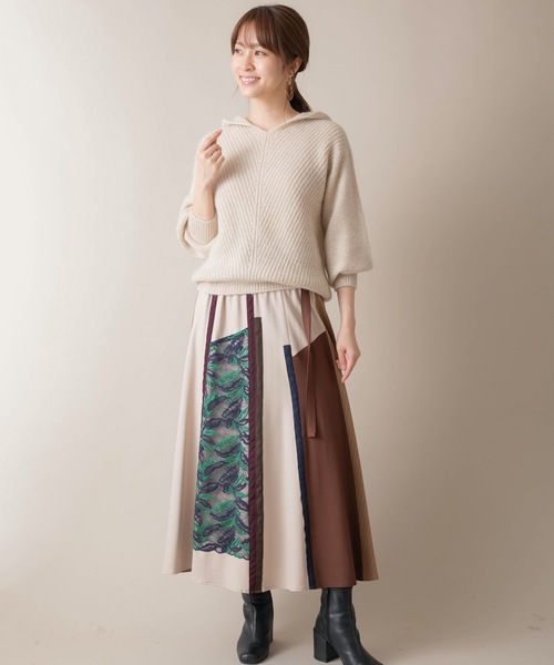 miniyu（ミニュウ）の「La SRIC/テープ＋レースフレアスカート（スカート・レディース・ベージュ/カーキ・38）」の10枚目の写真