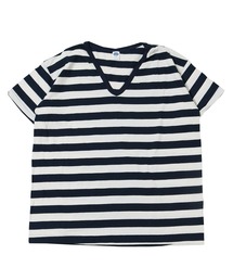 S/S STRIPE BASIC V-NECK TEE / ショートスリーブストライプベーシックＶネックＴ