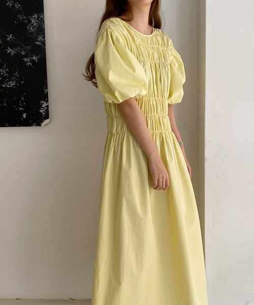 Jewelobe（ジュエローブ）の「シャーリングボリュームワンピース（ワンピース・レディース・キナリ/イエロー/ブラック・FREE）」の8枚目の写真