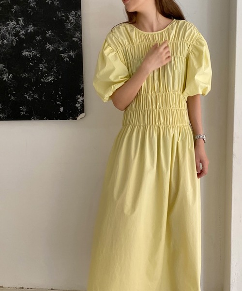 Jewelobe（ジュエローブ）の「シャーリングボリュームワンピース（ワンピース・レディース・キナリ/イエロー/ブラック・FREE）」の11枚目の写真