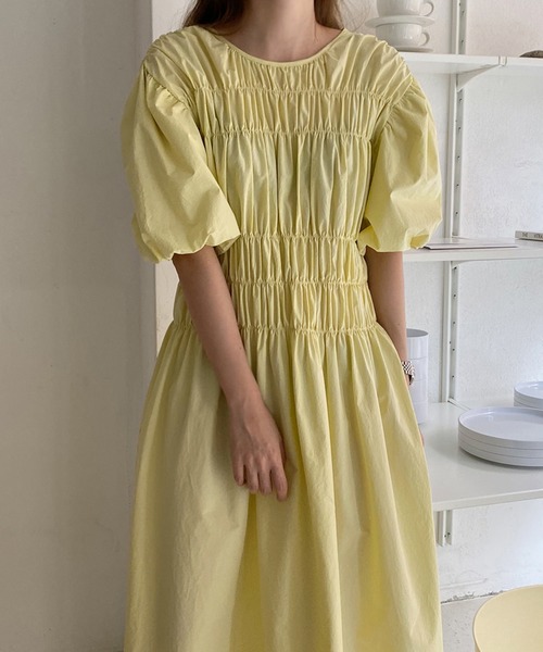 Jewelobe（ジュエローブ）の「シャーリングボリュームワンピース（ワンピース・レディース・キナリ/イエロー/ブラック・FREE）」の15枚目の写真