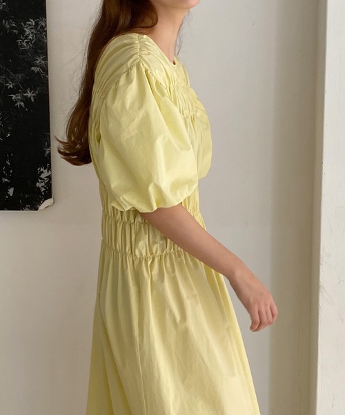 Jewelobe（ジュエローブ）の「シャーリングボリュームワンピース（ワンピース・レディース・キナリ/イエロー/ブラック・FREE）」の17枚目の写真